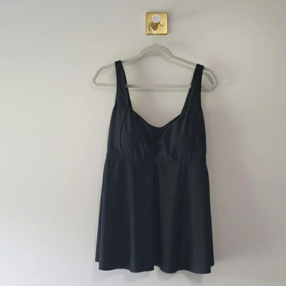 Aqua Eve Tankini Top Babydoll Womens 18W Black Minimalist Classic Modest Neutral - Picture 1 of 16